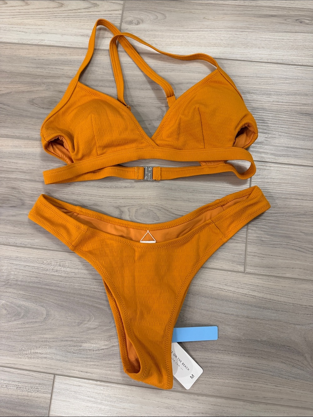 Cupshe Tangerine Textured Triangle Bikini Set